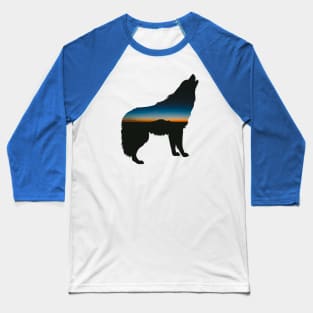 Night Sky Wolf Baseball T-Shirt